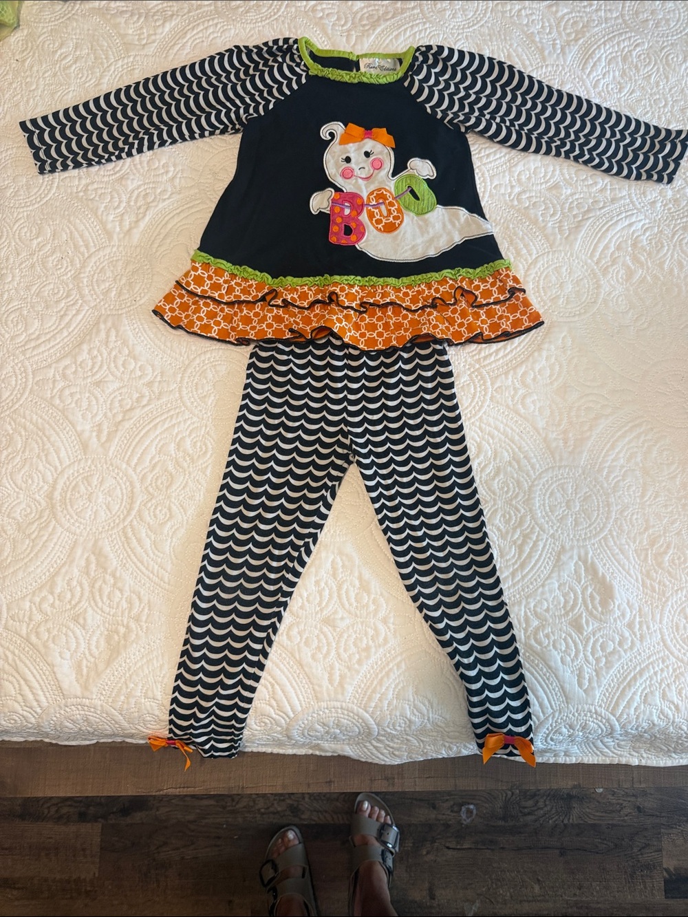 Rare Editions Black and Orange Halloween Ghost Tunic Set